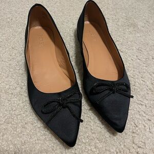 J. Crew Satin Pointy Toe Flat with Bow Size 7.5